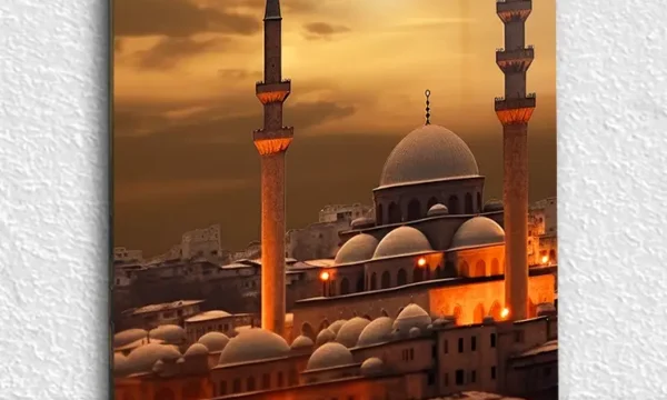 Altın Gün Batımı Camii Kırılmaz Temperli Cam Tablo
