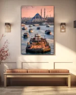 İstanbul Boğazı ve Camii Manzarası Kırılmaz Temperli Cam Tablo - Görsel 3