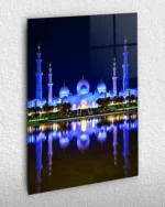 Şeyh Zayed Camii Gece Manzarası Kırılmaz Temperli Cam Tablo