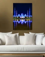Şeyh Zayed Camii Gece Manzarası Kırılmaz Temperli Cam Tablo - Görsel 5