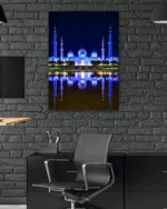 Şeyh Zayed Camii Gece Manzarası Kırılmaz Temperli Cam Tablo - Görsel 6