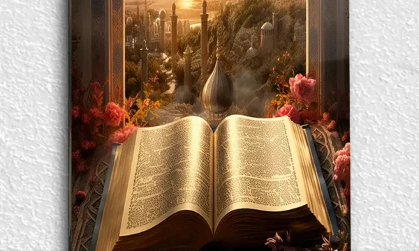 Kur’an ve Gün Batımı Manzarası Kırılmaz Temperli Cam Tablo