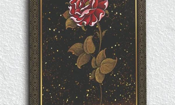 Ebru Sanatı Gül Deseni Kırılmaz Temperli Cam Tablo