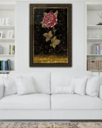 Ebru Sanatı Gül Deseni Kırılmaz Temperli Cam Tablo - Görsel 2