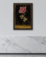 Ebru Sanatı Gül Deseni Kırılmaz Temperli Cam Tablo - Görsel 4