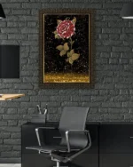 Ebru Sanatı Gül Deseni Kırılmaz Temperli Cam Tablo - Görsel 6