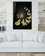 Muhammed (S.A.V) Hat Sanatı Kelebek Desenli Kırılmaz Temperli Cam Tablo - Görsel 2