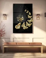 Muhammed (S.A.V) Hat Sanatı Kelebek Desenli Kırılmaz Temperli Cam Tablo - Görsel 3