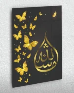 Besmele-i Şerif Kelebek Motifli Kırılmaz Temperli Cam Tablo