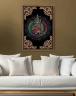 Çok Renkli Allah Yazılı Kırılmaz Temperli Cam Tablo - Görsel 5