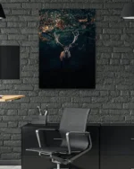 Ormanda Geyik Silueti Temperli Cam Tablo - Görsel 6