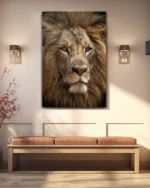 Aslan Portresi Temperli Cam Tablo - Görsel 3