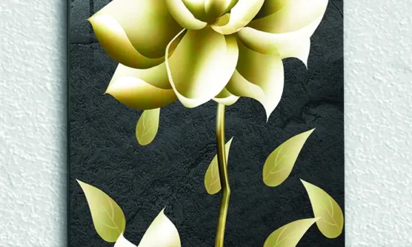 Siyah Arka Plan Üzerinde Beyaz Lotus Çiçeği Temperli Cam Tablo