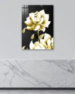 Krem Renk Lotus Çiçeği Temperli Cam Tablo - Görsel 4