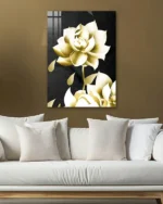 Krem Renk Lotus Çiçeği Temperli Cam Tablo - Görsel 5