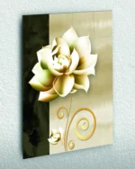 Altın Detaylı Lotus Çiçeği Temperli Cam Tablo