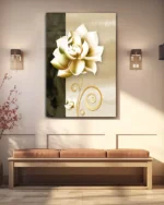 Altın Detaylı Lotus Çiçeği Temperli Cam Tablo - Görsel 3