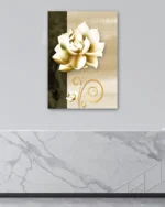 Altın Detaylı Lotus Çiçeği Temperli Cam Tablo - Görsel 4