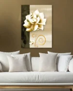 Altın Detaylı Lotus Çiçeği Temperli Cam Tablo - Görsel 5