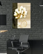 Altın Detaylı Lotus Çiçeği Temperli Cam Tablo - Görsel 6