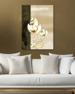 Altın Spiral Detaylı Çiçek Deseni Temperli Cam Tablo - Görsel 5