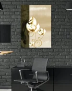 Altın Spiral Detaylı Çiçek Deseni Temperli Cam Tablo - Görsel 6