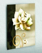 Altın Renkli Zarif Çiçek Tasarımı Temperli Cam Tablo