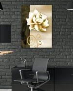 Altın Renkli Zarif Çiçek Tasarımı Temperli Cam Tablo - Görsel 6