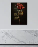 Siyah Fon Üzerinde Kırmızı Gül Temperli Cam Tablo - Görsel 4