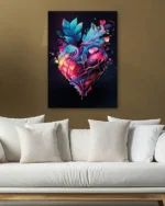 Renkli Kalp ve Yaprak Desenli Modern Temperli Cam Tablo - Görsel 5