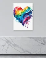 Renkli Su Boyası Kalp Tasarımı Temperli Cam Tablo - Görsel 4