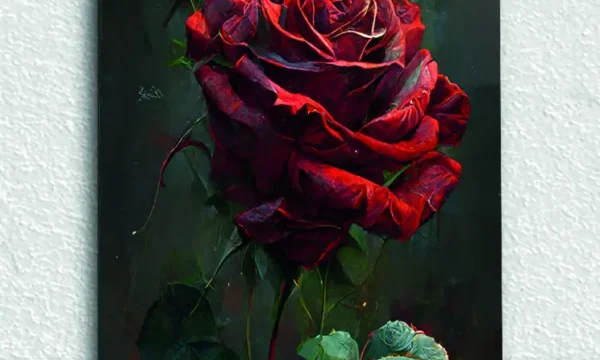 Klasik Kırmızı Gül Sanatı Temperli Cam Tablo