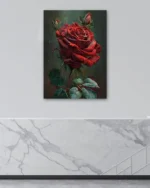 Klasik Kırmızı Gül Sanatı Temperli Cam Tablo - Görsel 4