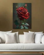 Klasik Kırmızı Gül Sanatı Temperli Cam Tablo - Görsel 5