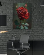 Klasik Kırmızı Gül Sanatı Temperli Cam Tablo - Görsel 6