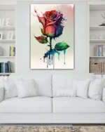 Renk Sıçramalı Gül İllüstrasyonu Temperli Cam Tablo - Görsel 2