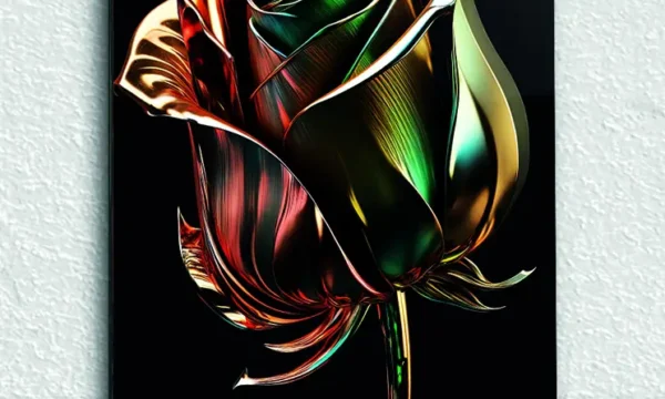 Metalik Renkli Gül Temperli Cam Tablo