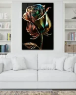 Metalik Renkli Gül Temperli Cam Tablo - Görsel 2