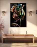 Metalik Renkli Gül Temperli Cam Tablo - Görsel 3