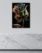 Metalik Renkli Gül Temperli Cam Tablo - Görsel 4