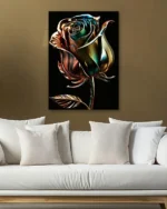 Metalik Renkli Gül Temperli Cam Tablo - Görsel 5