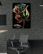 Metalik Renkli Gül Temperli Cam Tablo - Görsel 6