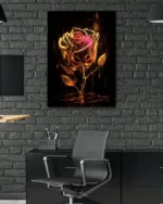 Altın Dokulu Gül Sanatı Temperli Cam Tablo - Görsel 6