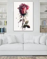 Suluboya Mor Gül Temperli Cam Tablo - Görsel 2