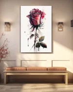 Suluboya Mor Gül Temperli Cam Tablo - Görsel 3