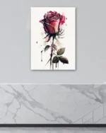 Suluboya Mor Gül Temperli Cam Tablo - Görsel 4