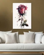 Suluboya Mor Gül Temperli Cam Tablo - Görsel 5