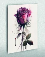 Suluboya Mor Gül (Açılı Kadraj) Temperli Cam Tablo