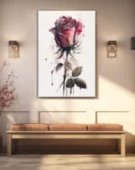 Suluboya Mor Gül (Açılı Kadraj) Temperli Cam Tablo - Görsel 3