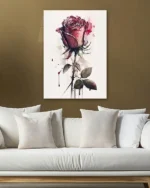 Suluboya Mor Gül (Açılı Kadraj) Temperli Cam Tablo - Görsel 5